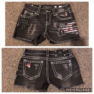 Miss Me Black Flag Shorts